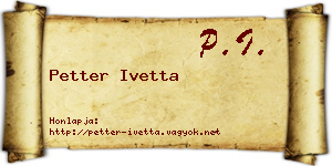 Petter Ivetta névjegykártya